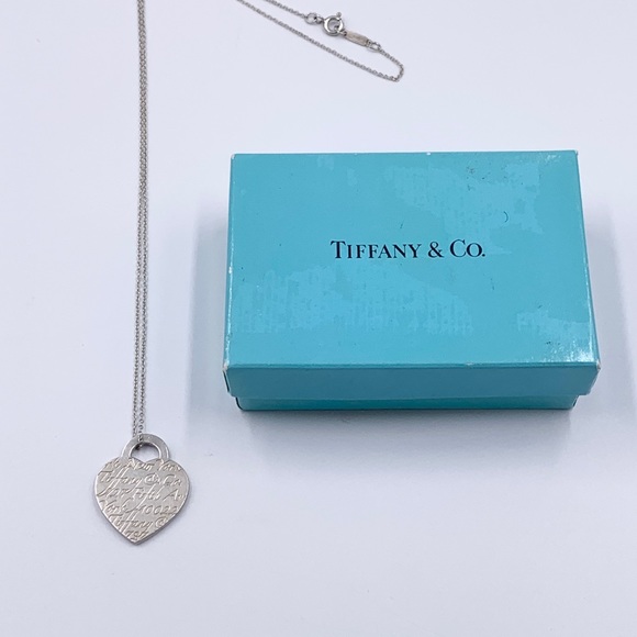 Authentic Tiffany & Co Silver 727 Fifth Ave Address Heart Tag Pendant Necklace - Picture 7 of 9